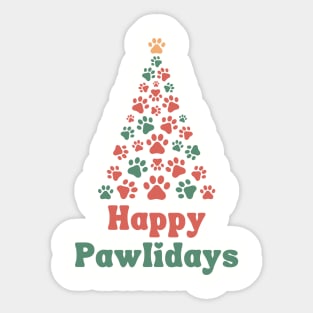 Happy Pawlidays Christmas Paws Sticker